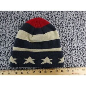 DPC Dorfman Pacific Co Star Knit Beanie‎ Hat Red Navy Cream One Size Acrylic
